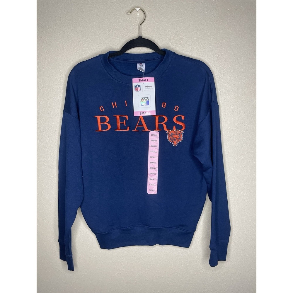 Women's Chicago NFL CHI Bears Crewneck Pullover Sweatshirt Sleep Size Small NWT